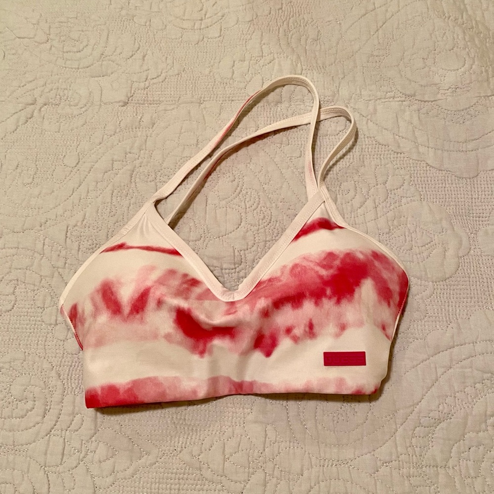 Guess XS active wear sports bra pink tie dye. NWT